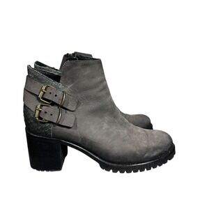Cordani Women's Grey Leather Snake Embossed Buckle Ankle Boots Italy Size 38